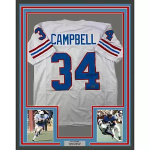 Framed Facsimile Autographed Earl Campbell 33x42 White Reprint Laser Auto Jersey - Picture 1 of 2