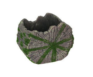 Cement Mossy Tree Bark Planter Indoor Outdoor Succulent Plant Rustic Garden Pot