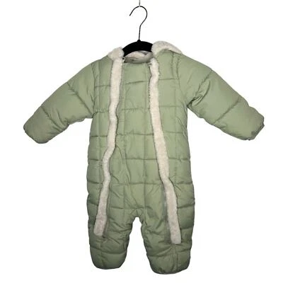 Jessica Simpson Verde Salvia Piel Sintética Recortado Con Capucha Invierno Traje Niño Talla 18M Foto 1 de 4