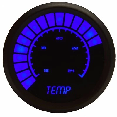 2 1/16" Universal Analog Water Temperature Gauge Blue LEDs Black Bezel US Made - Image 1 of 4