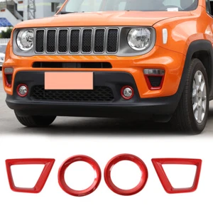 Red Front Fog Light & Turn Signal Light Cover Trim For Jeep Renegade 2019-2023 - Picture 1 of 11