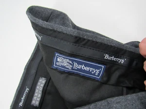 Vtg Burberrys Pants Mens Gray Pure Wool Slacks Trouser 35.5 x 28 For Barneys NY - Picture 1 of 17