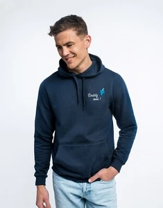 Personalized Men's Hoodie Printed In France. Navy Blue Color - Picture 1 of 33