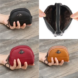 Women Leather Wallet Card Holder Small Clutch Mini Coin Purse with Keychain Gift - Picture 1 of 17