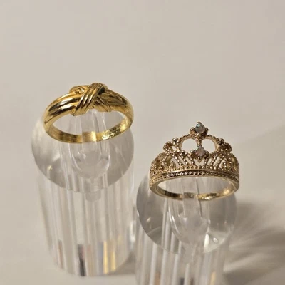 LOTE Anillo Vintage Tono Oro Talla 6.5 Princesa Tiara Reina Corona Foto 1 de 4