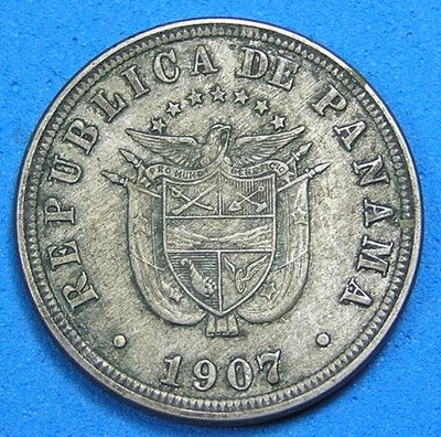 Panama 2-1/2 Centesimos Coin 1907, 21 mm, KM-7.1, Combined Shipping - Image 1 of 2
