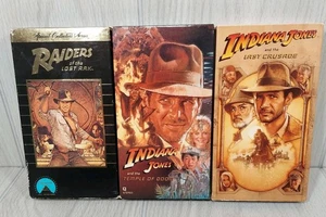 Indiana Jones VHS LOT of 3 Harrison Ford Raiders Lost Ark Temple Doom Crusade - Picture 1 of 11