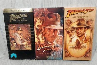 Indiana Jones VHS LOT of 3 Harrison Ford Raiders Lost Ark Temple Doom Crusade - Image 1 of 4