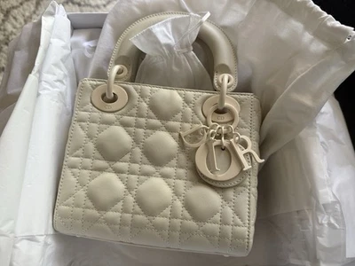 Christian Dior Ultra Matte Calfskin Cannage Mini Lady Dior White - Image 1 of 4
