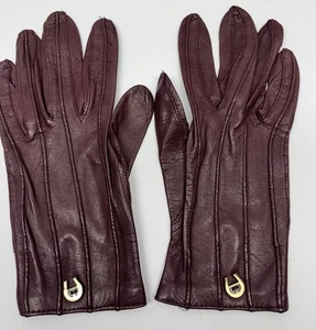 Vtg Etienne Aigner Leather Gloves 6.5 Oxblood Maroon Red Lined Italy JK208 - Picture 1 of 4