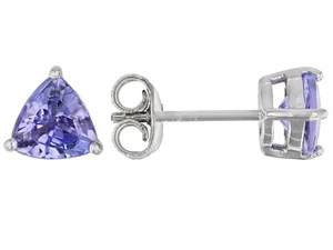 Violet Tanzanite Stud Earrings Platinum Over 925 Sterling Silver 1.5 Carat - Picture 1 of 3