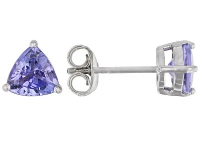 Violet Tanzanite Stud Earrings Platinum Over 925 Sterling Silver 1.5 Carat - Image 1 of 3