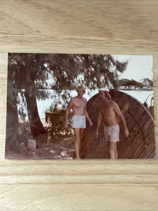 Vintage Photo 1979 Handsome Shirtless Leggy Friends Mustache Gay Interest - Picture 1 of 12