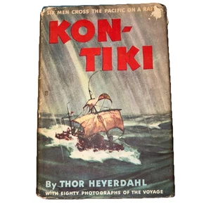 KON-TIKI by Thor Heyerdahl Book Club Edition w/ Dust Jacket & Photos USA 1947 - Imagen 1 de 7