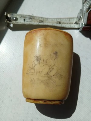 japanese bone snuff bottle karma sutra - Image 1 of 4