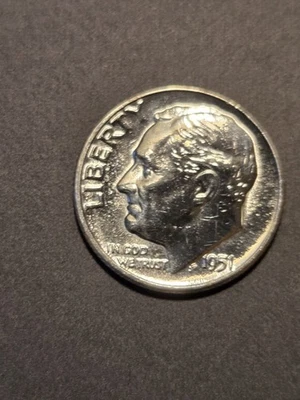 Moneda de diez centavos Roosevelt 1951 GEM PROOF (sin puntos) Foto 1 de 4