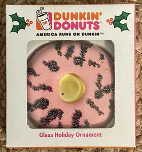 Dunkin Donuts Kurt Adler 2007 Glas Ornament Strawberry Frosted Sprinkles Donut - Bild 1 von 3