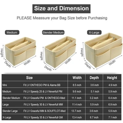 Cartera Organizador Inserto, Fieltro Bolso de Mano Inserciones Bolso de Mano Divisores Accesorios Foto 1 de 4