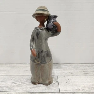 Terra Cotta Pottery Girl Holding Pot 7” Japan - Picture 1 of 8