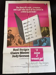 Poster film vintage 1969 originale 3 in 2 Won’t Go 41” X 27” - Foto 1 di 8