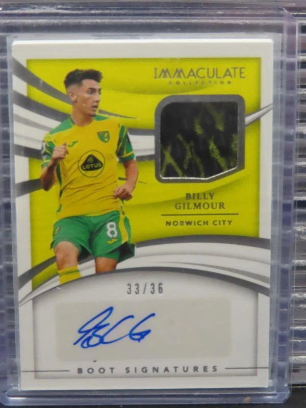 2021 Immaculate Billy Gilmour Match Worn Boot Autograph Auto #33/36 Norwich City