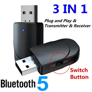 USB Wireless Bluetooth 5.0 Transmitter & Receiver Adapter 3.5MM AUX Audio Music - Picture 1 of 3