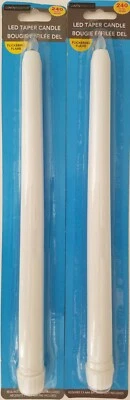 Flickering White LED Taper Candles 10.5”H X 0.75”D 240 Hours Require 2/Pk - Image 1 of 2
