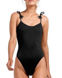 California Waves Womens Ribbed Lace-Up One-Piece Swimsuit, XL. - Picture 1 of 1