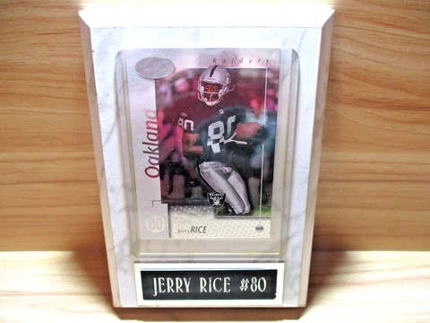 Jerry Rice #80 Oakland Raiders 6"x4.25" Football Memorabilia Mini Plaque HOF WR Cover