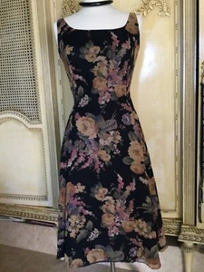 NWOT Lauren Ralph Lauren 100% Silk Fit & Flare Lined Dress Black Floral size 8 - Picture 1 of 24