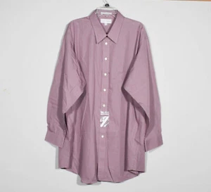 NWT Paul Fredrick Men's Non-Iron 2 Ply Cotton Check Dress Shirt Sz 19x35 - Picture 1 of 3