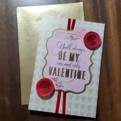Valentine's Day Oversized Greeting Card for Love Partner Roses Gold Fancy Ornate - Image 1 of 4