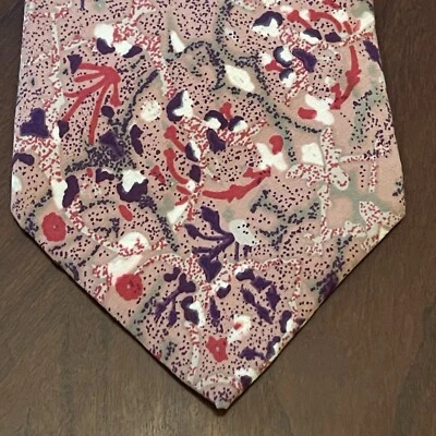 Corbata de cuello vintage Oleg Cassini rosa púrpura rojo 100 % seda para hombre hecha en EE. UU. Foto 1 de 4