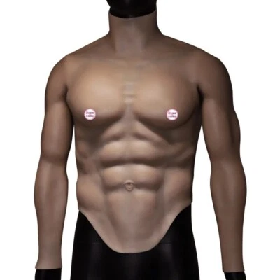 Disfraces de cosplay de silicona realistas con músculos cofre falso para hombre cubierta de abdominales falsos Foto 1 de 4