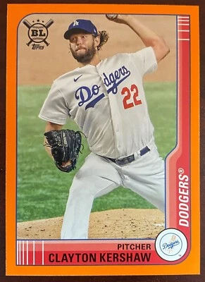 2021 Topps Big League #37 Clayton Kershaw Los Angeles Dodgers Orange Parallel - Image 1 of 2