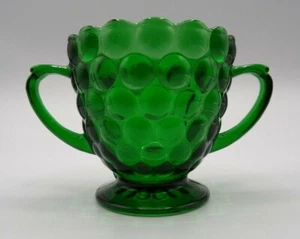 Forest Green Glass Bubble Open Sugar Bowl Vintage Anchor Hocking ~ Replacement  - Picture 1 of 9