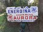 Porcelain Nafta Energina Sign  - Emailschild Original - Kerosene Aurora