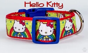 Kitty dog collar Handmade adjustable buckle 1" or 5/8" wide or leash - Picture 1 of 12