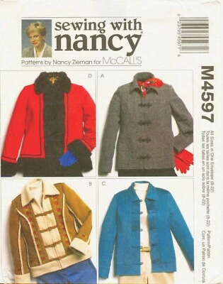 McCall M4597 Misses Jackets Sewing With Nancy Pattern Uncut Size 8-22  - Изображение 1 из 2