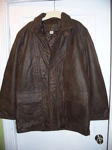 Abrigo Chaqueta de Cuero Wallance H Talla L Cálido Invierno Marrón Forrado NUEVO - Imagen 1 de 7