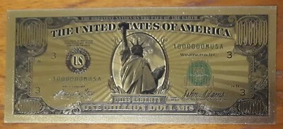 Miss Liberty $1,000,000 One Million Dollar Gold Plate Foil Novelty item USA - Image 1 of 2