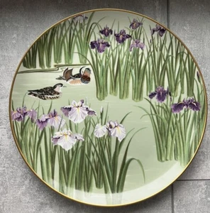 Franklin Mint Birds and Flowers of the Orient Plate Mandarin Ducks Irises Japan - Picture 1 of 9