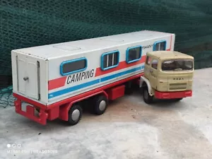 VINTAGE TRUCK RABA ''CAMPING'' HUNGARIAN TOY TIN PLASTIC METAL ELZETT MAGUAR - Picture 1 of 23