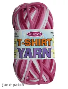 3 x 100g - Sullivans T-Shirt Yarn for Knitting & Crochet - Pink Mix 46m per ball - Picture 1 of 3