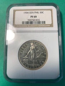 US PHILIPPINES 50 CENTAVO 1904 PROOF NGC PF 60 - Picture 1 of 4