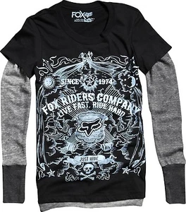 Fox Racing Fox Girl Perception Long Sleeve 2Fer Shirt Black, Size: Small - Picture 1 of 2