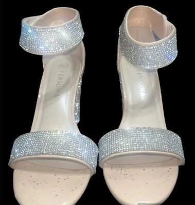 Rhinestone Versona High Heels, Size 8. - Image 1 of 4