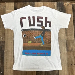 Vintage RARE Rush Roll The Bones Bootleg Band Concert T Shirt Size L Original - Bild 1 von 7