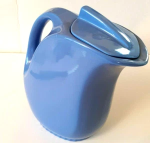 Hall China Co. Blue Pitcher/Lid Made For Montgomery Ward & Co. Ice Lip Vintage - Bild 1 von 10
