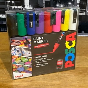 Uni Posca Paint Marker Kunststifte mittlere Spitze Standardfarben PC-5M (8er Set) - Bild 1 von 13